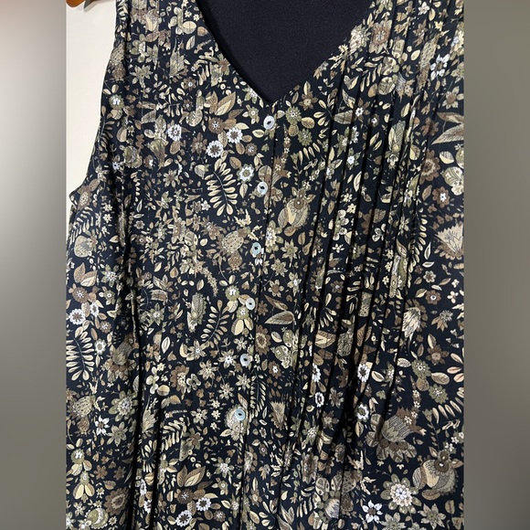 Button up Dress Botanical Earthy Print - Picture 2 of 4